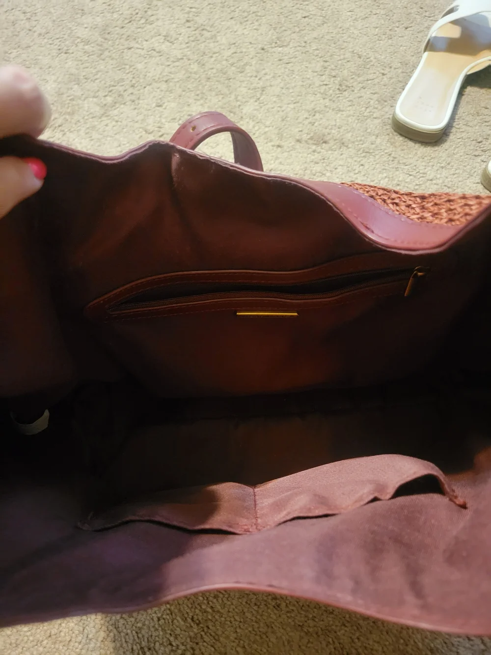 Steve Madden Brownish/red Woven Shoulder Bag with Scarf Accent